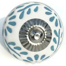 Blue etched stencil flowers