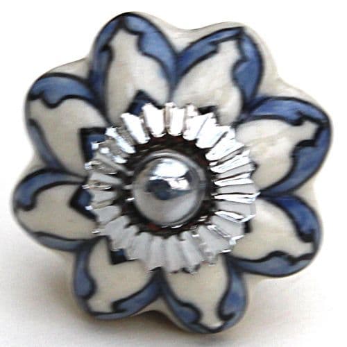 Blue flower melon knob
