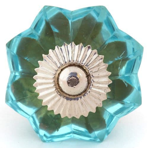 Blue glass melon knob