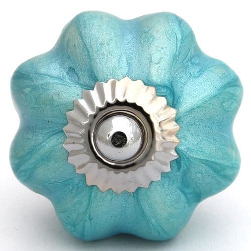 Blue pearlescent melon knob