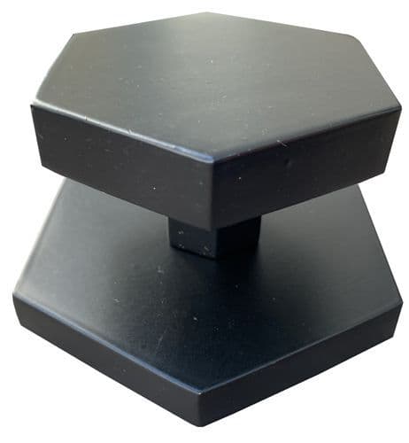 Brass Hexagon External Door Knob Matt Black Finish