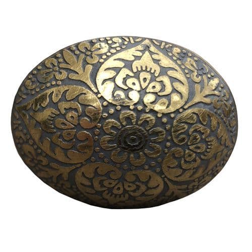 Brass Oval Marrakesh Grey