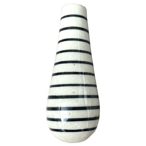 Ceramic light pull - black stripes Inc Jute Rope