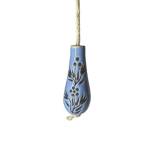 Ceramic light pull - blue/black fern inc jute rope