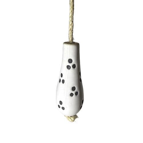 Ceramic light pull - white etched dots inc jute rope
