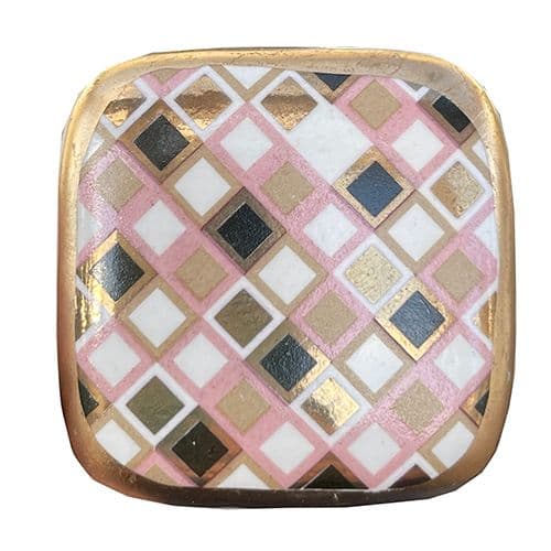 Chequered Square Pink Black White