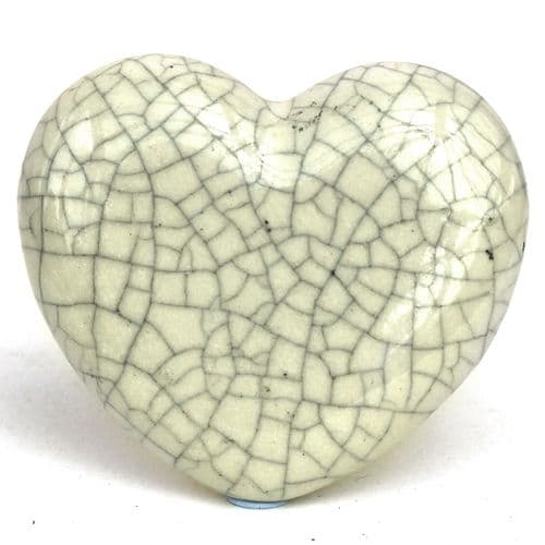 Crackle Glazed Heart - Cream