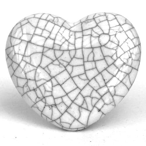 Crackle Glazed Heart - White