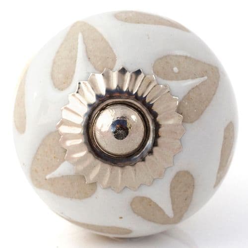 Cream/Beige Etched Hearts Knob
