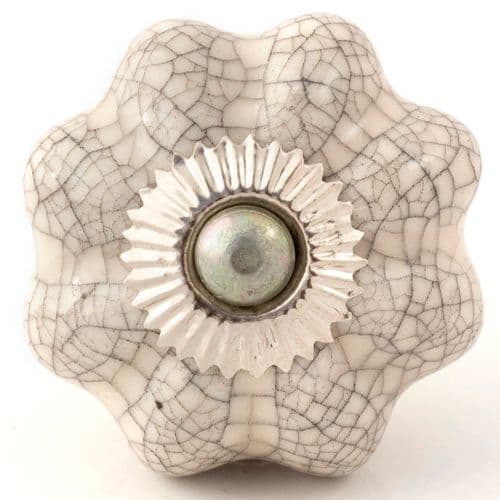 Cream crackle glaze melon knob