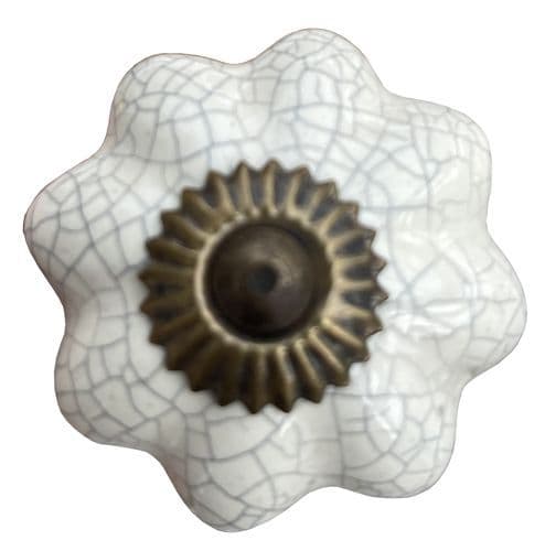 Cream crackle glaze melon knob antique fitting