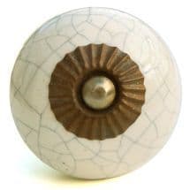Cream crackle glaze round (Bronze)