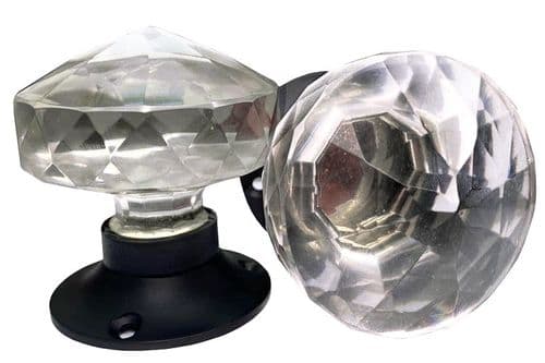 Cut Glass mortice knobs (black)
