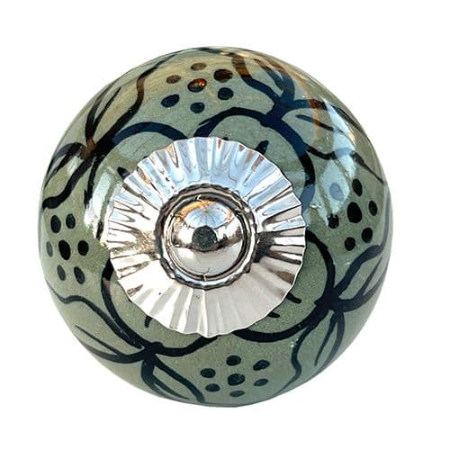 Dark Olive Green With Black Leaf Pattern