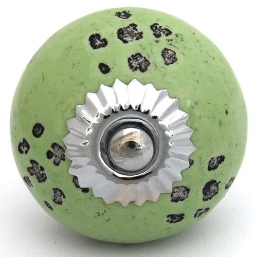 Distressed dots green knob