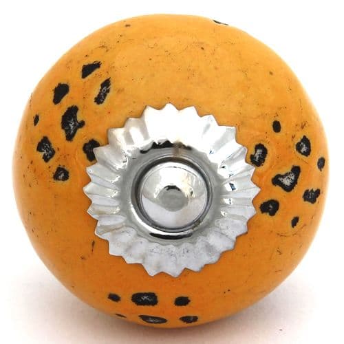 Distressed dots mustard knob