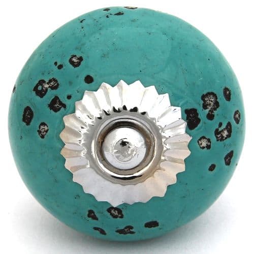 Distressed dots turquoise knob