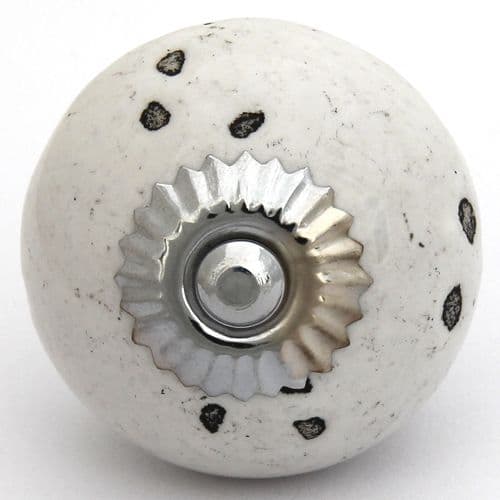 Distressed dots white knob