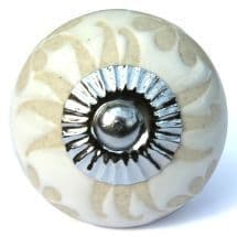 Etched Daisy Knob White