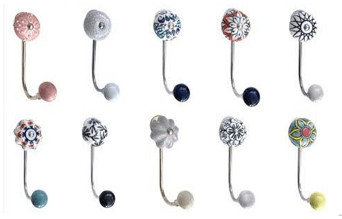 Fixed ceramic knob hook