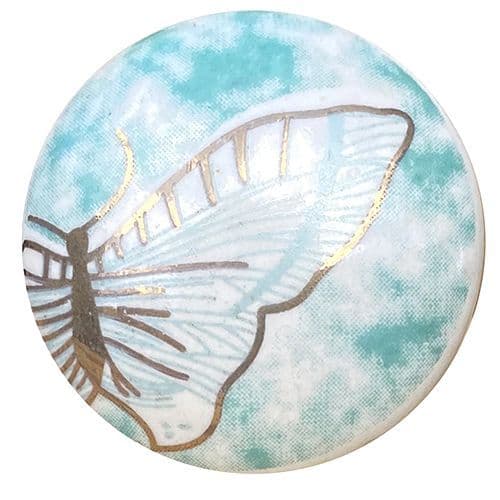 Flat Green Gold Butterfly Knob