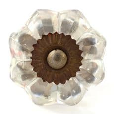 Glass melon knob with antique fittings