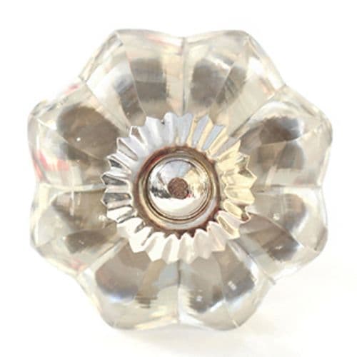 Glass melon knob with silver fittings