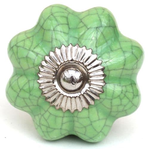 Green crackle glaze melon knob