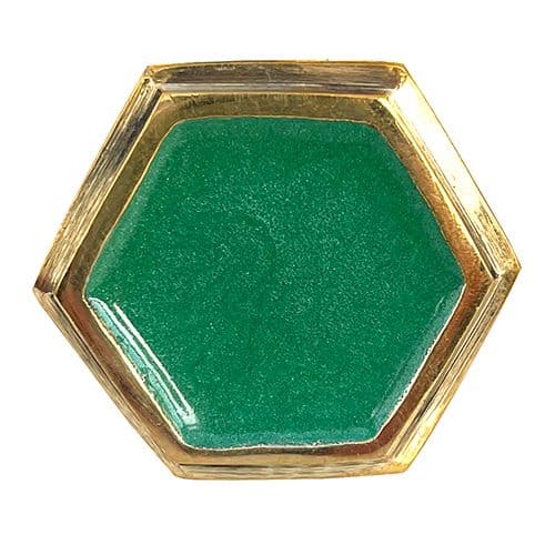 Green Enamel Hex Gold Trim