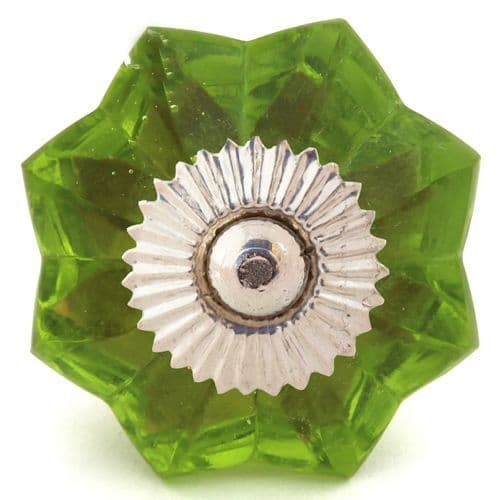 Green glass melon knob