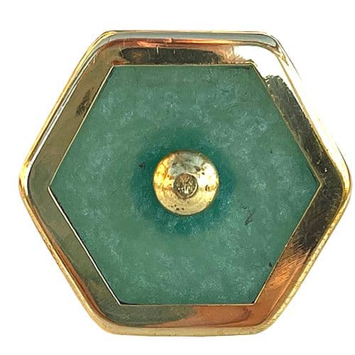 Green Resin Gold Trim Hex