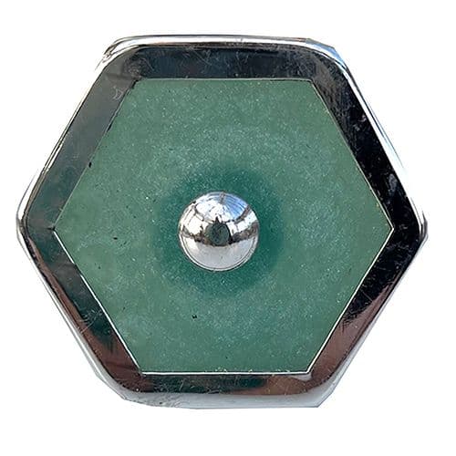 Green Resin Silver Trim Hex