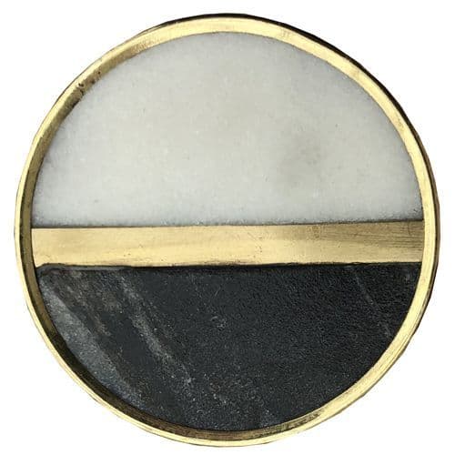 Grey Black White Stone Circle with Gold Strip and Trim
