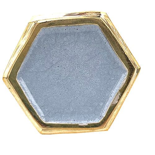 Grey Enamel Hex Gold Trim