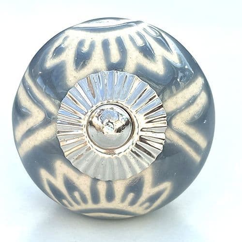 Grey Etched Aztec Design