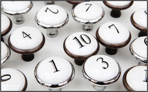 Metal and ceramic number knobs