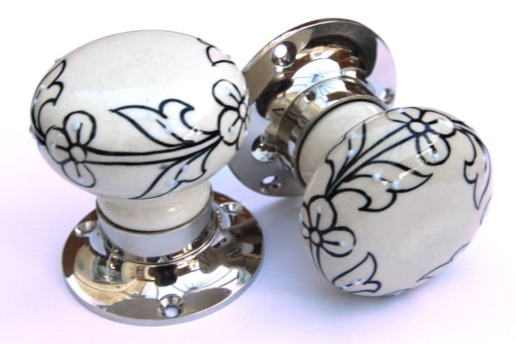 Mortice Knobs - Black pattern (Silver)