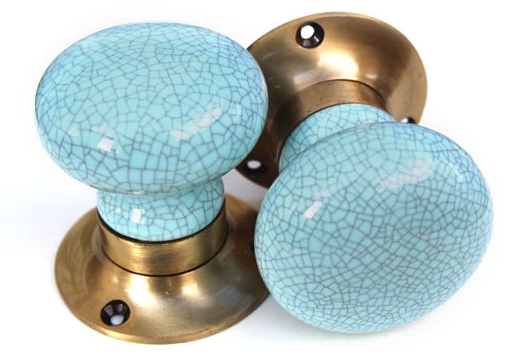 Mortice Knobs - Blue Crackle (bronze)