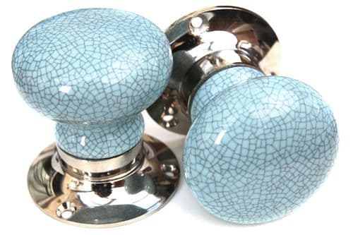 Mortice Knobs - Blue Crackle (silver)