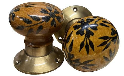 Mortice Knobs - Brown Black Flowers (BRONZE)