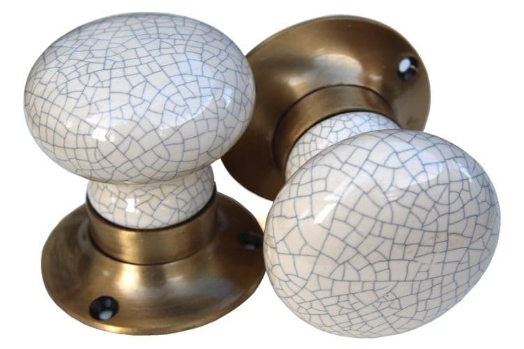 Mortice Knobs - Cream Crackle (bronze)