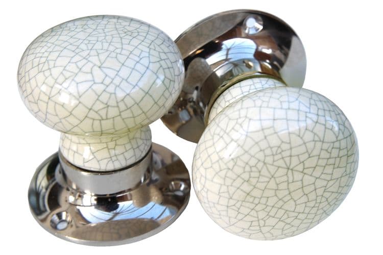 Mortice Knobs - Cream Crackle (silver)