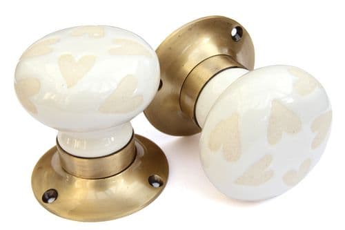 Mortice Knobs - Etched Hearts (Bronze)