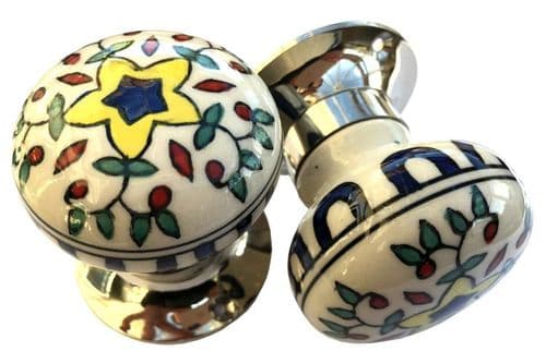 Mortice knobs - Floral 1 SILVER