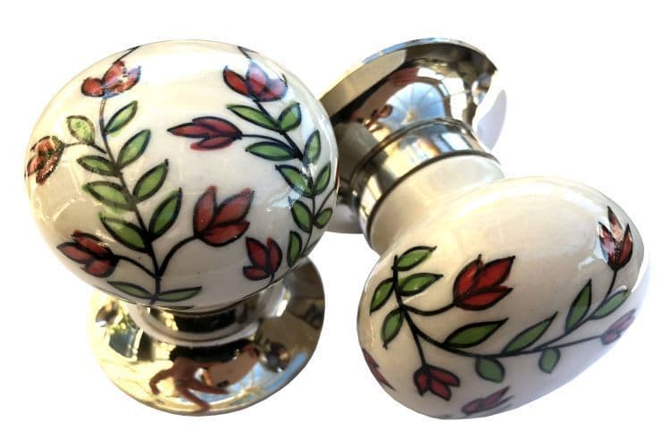 Mortice knobs - Floral 2 SILVER