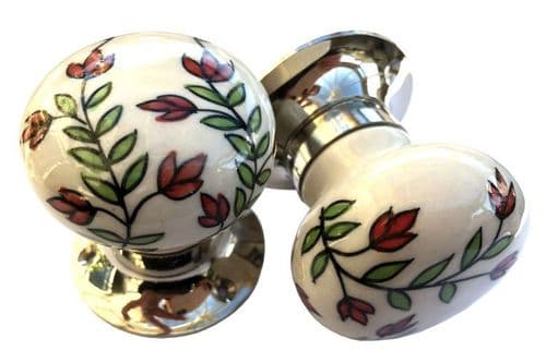 Mortice knobs - Floral 2 SILVER