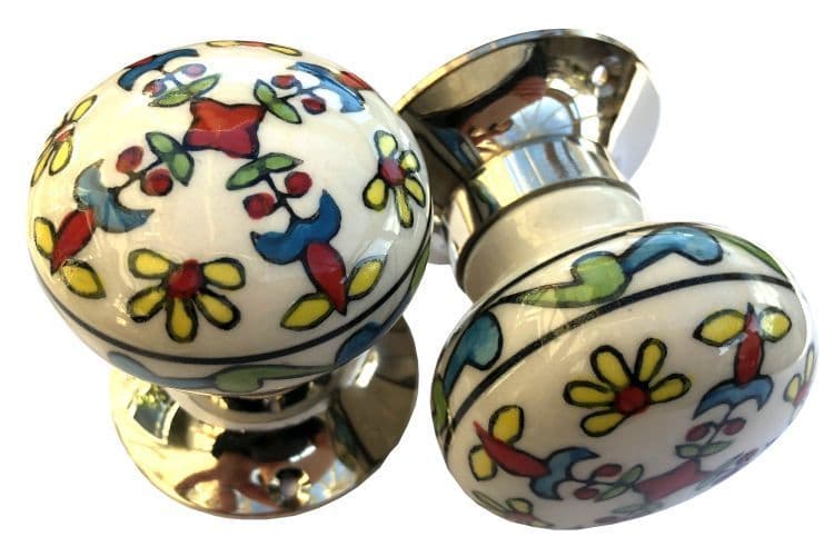 Mortice knobs - Floral 3 SILVER