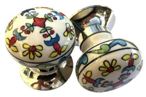 Mortice knobs - Floral 3 SILVER