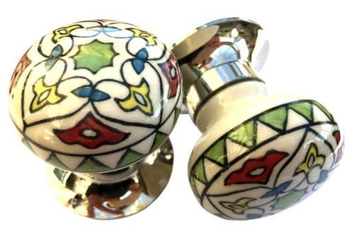 Mortice knobs - Floral 4 SILVER