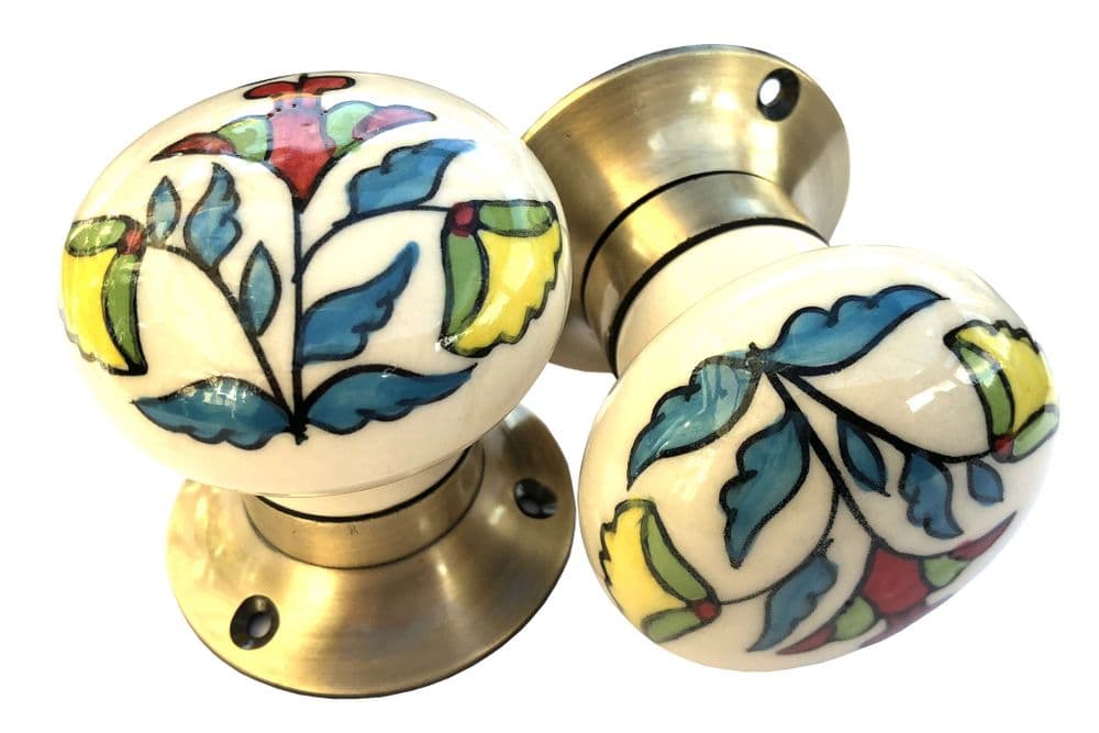Mortice knobs - Floral 6 BRONZE